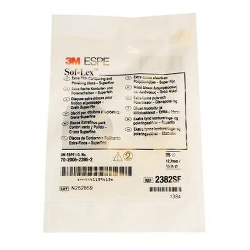3M ESPE 2382SF Sof-Lex Extra-Thin Contouring and Polishing Discs Refill, Superfine, 1/2" Diameter, 0.375" Width, Yellow (Pack of 85) in Saudi Arabia