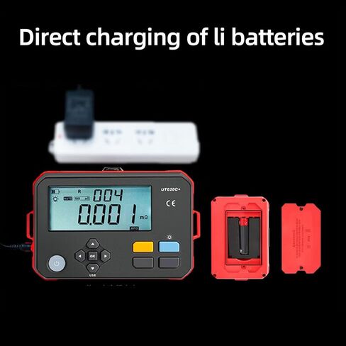 Garosa Digital DC مقاومة منخفضة متر Micro Ohm Milliohm Microhmmeter 0.001m-300 499 تخزين البيانات USB نوع C اتصال مع شاشة LED بإضاءة خلفية لاختبار محرك الأسلاك (قابس الولايات المتحدة 100-240 فولت) in Saudi Arabia