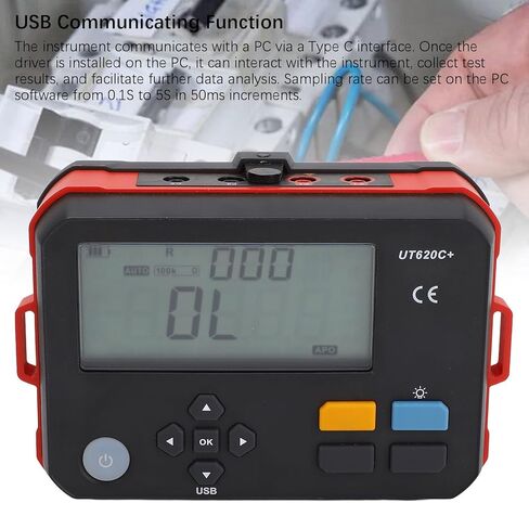 Garosa Digital DC مقاومة منخفضة متر Micro Ohm Milliohm Microhmmeter 0.001m-300 499 تخزين البيانات USB نوع C اتصال مع شاشة LED بإضاءة خلفية لاختبار محرك الأسلاك (قابس الولايات المتحدة 100-240 فولت) in Saudi Arabia