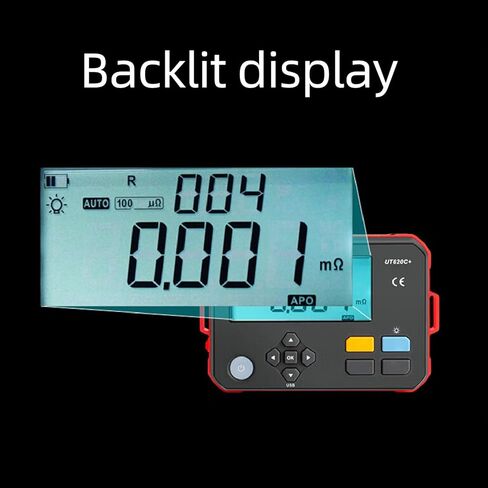 Garosa Digital DC مقاومة منخفضة متر Micro Ohm Milliohm Microhmmeter 0.001m-300 499 تخزين البيانات USB نوع C اتصال مع شاشة LED بإضاءة خلفية لاختبار محرك الأسلاك (قابس الولايات المتحدة 100-240 فولت) in Saudi Arabia