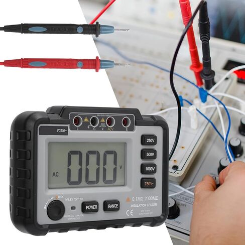 VC60B Digital Megohmmeter, Insulation Te with LCD Back, Handheld Portable Megohmmeter for Motors, Cables, Facilities, 500V Test Vol, Includes Test s and s in Saudi Arabia