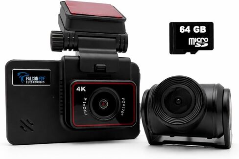 FalconEye Electronics Dual Pinnacle Pro 4K Dash Cam with GPS (Dash Cam + 64GB) in Kuwait