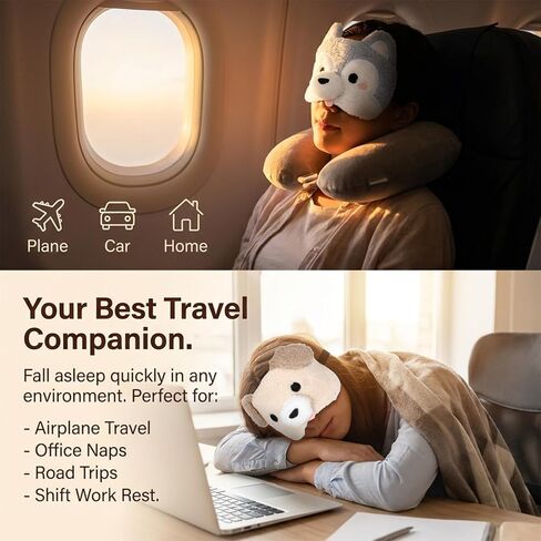 Kids Sleep Mask, 2 Pcs Plush Dog Cute Sleeping Mask Soft Kids Eye Masks for Sleeping Comfortable Funny Animal Eyeshade Blindfold for Women Men Home Travel Sleepover Party in Saudi Arabia