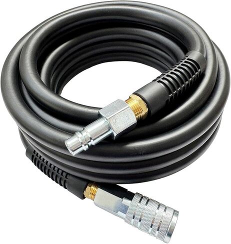 SANFU Hybrid Air Hose 1/2"ID x 25FT, 300PSI Durable, Heavy Duty, Flexible, 1/2" High Flow Coupler&Plug Air Fittings, Bend Restrictors, Black(25’) in Saudi Arabia