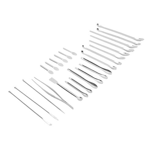 WALFRONT 24PCS Micro Spoons with Tweezers, 304 Stainless Steel Long Handle Sampling Scoop for Laboratory Work, Convenient Storage Box Included in Saudi Arabia