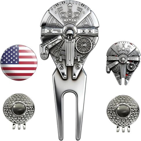 WIGERLON Golf Divot Tool and Ball Marker Set,Divot Repair Tool with Ball Marker(1pcs Divot Tool,2 Set Golf Hat Clip with Enamel Magnetic Ball Marker) in Kuwait