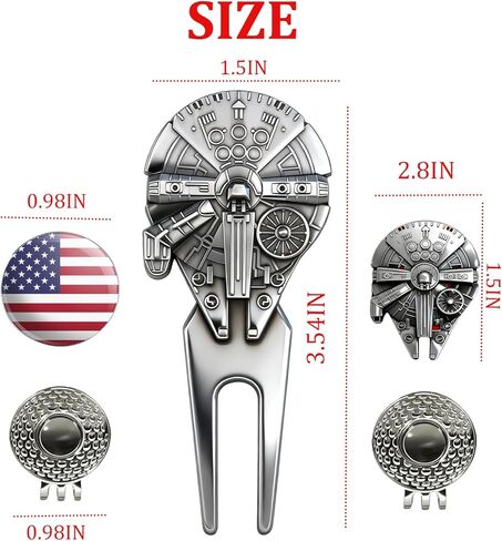 WIGERLON Golf Divot Tool and Ball Marker Set,Divot Repair Tool with Ball Marker(1pcs Divot Tool,2 Set Golf Hat Clip with Enamel Magnetic Ball Marker) in Kuwait