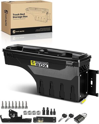 صندوق أدوات تخزين سرير الشاحنة YHTAUTO قابل للقفل متوافق مع تويوتا تاكوما 2005-2022، جانب السائق، 2019 و2021 مع صندوق تخزين، صندوق أدوات جيد للعجلة المتأرجحة المقاومة للماء in Kuwait