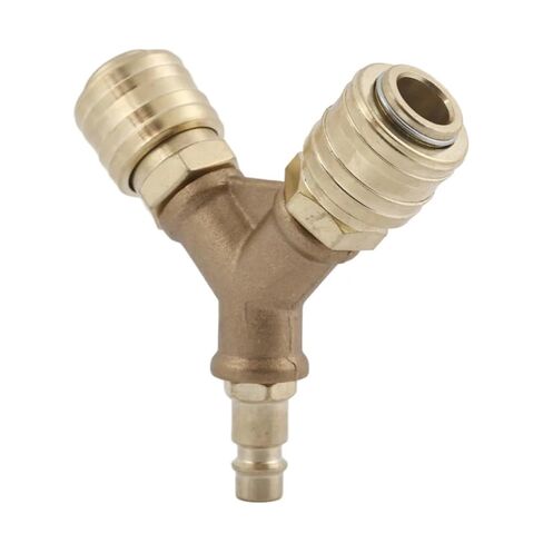 Upgraded Compressed Air Distributor 2-Way with 2 Couplings NW7.2 1/4-Inch AG Air Hoses Quick Coupling Distributor Brass in Saudi Arabia