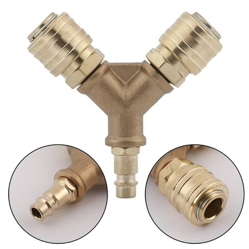 Upgraded Compressed Air Distributor 2-Way with 2 Couplings NW7.2 1/4-Inch AG Air Hoses Quick Coupling Distributor Brass in Saudi Arabia