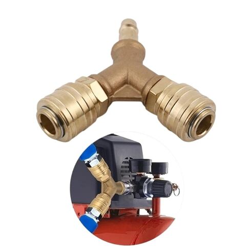 Upgraded Compressed Air Distributor 2-Way with 2 Couplings NW7.2 1/4-Inch AG Air Hoses Quick Coupling Distributor Brass in Saudi Arabia