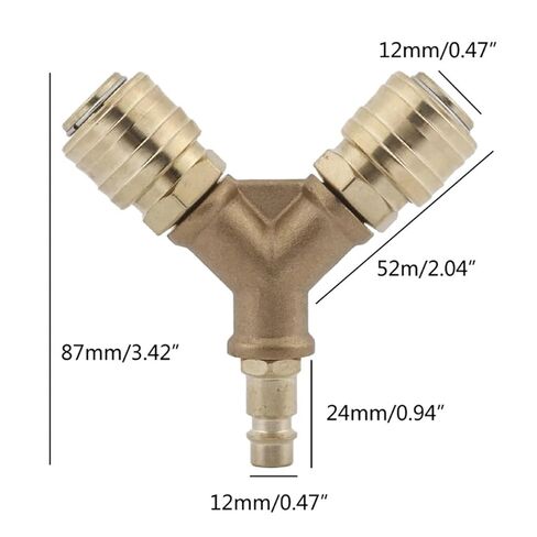Upgraded Compressed Air Distributor 2-Way with 2 Couplings NW7.2 1/4-Inch AG Air Hoses Quick Coupling Distributor Brass in Saudi Arabia