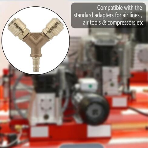 Upgraded Compressed Air Distributor 2-Way with 2 Couplings NW7.2 1/4-Inch AG Air Hoses Quick Coupling Distributor Brass in Saudi Arabia