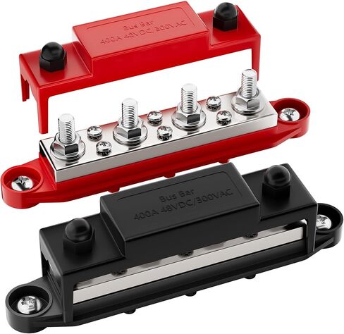 RVBOATPAT 400A Power Distribution Block 12V Bus Bar 4 x 5/16" (M8) Terminal Studs and 6 x #8 Terminal Screws 12 Volt Marine Bus Bar Positive & Negative in Saudi Arabia