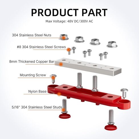 RVBOATPAT 400A Power Distribution Block 12V Bus Bar 4 x 5/16" (M8) Terminal Studs and 6 x #8 Terminal Screws 12 Volt Marine Bus Bar Positive & Negative in Saudi Arabia