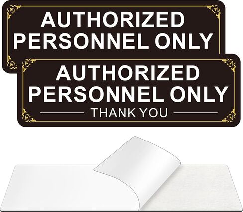 (عبوتان) لافتة للموظفين المعتمدين فقط، ملصق علامات لاصقة معدنية من الألومنيوم خالية من الصدأ ذاتية اللصق للجدار والباب (9 × 3 بوصات، أسود/أبيض) in Kuwait