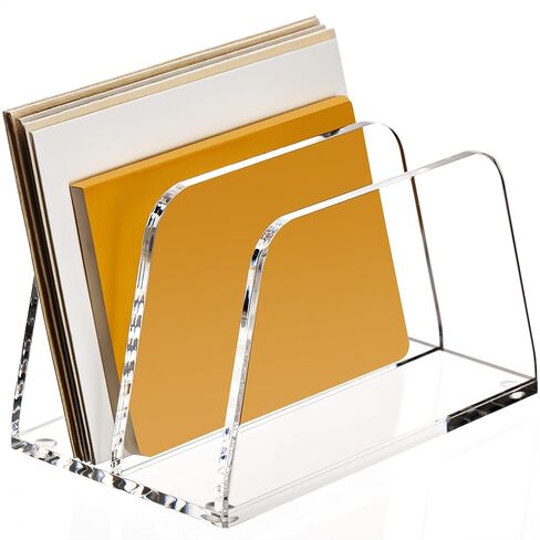 منظم ملف مكتب Yuxun ، 5 مقاطع رأسية Clear Acrylic Desk Organizer File Holder Sarter Office Office for Office Home & Classroom （B5） in Kuwait