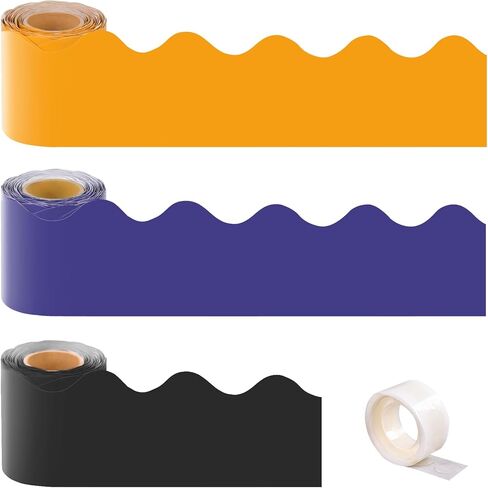 ‌OWLKELA 6 Rolls 196.8Ft Colorful Bulletin Board Borders, Humidity Resistant Bulletin Board Trim with Adhesive, for School, Home, Office and Party Decorations in Kuwait