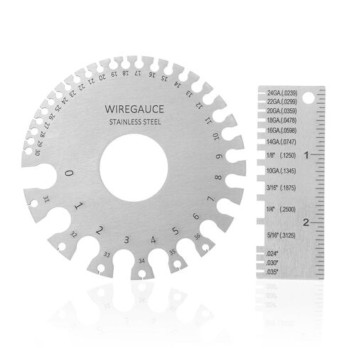 أداة قياس الأسلاك 2 حزمة الفولاذ المقاوم للصدأ الصفائح المعدنية قياس سمك أداة المحمولة عالية الدقة سلك لحام قياس المواد مقاييس مطلي حجم أدوات التفتيش in Kuwait