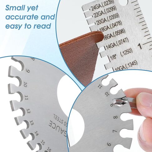 أداة قياس الأسلاك 2 حزمة الفولاذ المقاوم للصدأ الصفائح المعدنية قياس سمك أداة المحمولة عالية الدقة سلك لحام قياس المواد مقاييس مطلي حجم أدوات التفتيش in Kuwait