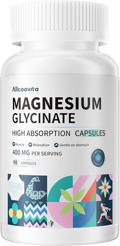 Magnesium Glycinate 400 MG per Serving 100% Chelated for High Absorption, Gentle On Stomach, Non-GMO, 90 Vegetarian Capsules in Saudi Arabia
