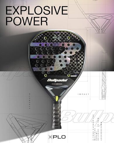BULLPADEL Padel Racket XPLO 2026 | Martin Di Nenno Pala de Padel for Explosive Aerial Dominance | Geometric Shape, X-Tend Carbon 12K and Wave System | Hexature Rigidity, Multieva Core, Custom Weight in Kuwait