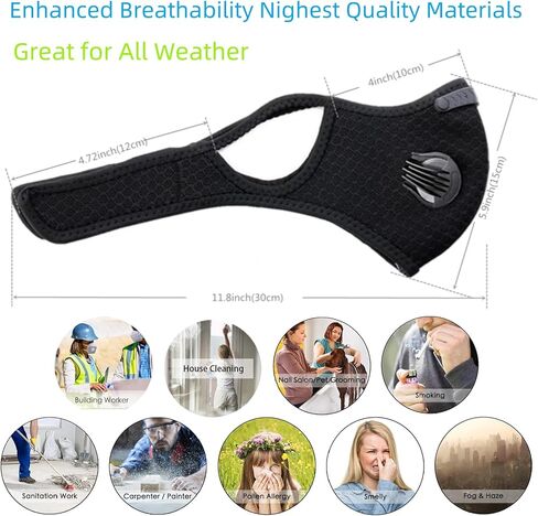 Facemask Loops Painter Face Dust Mask,Reusable Extra with 8 Activated Carbon Filters 2 valves for Woodworking Mowing Grinding in Saudi Arabia