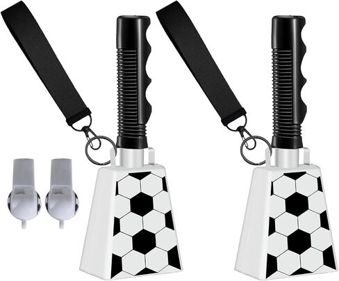 أجراس البقر الكبيرة والمقابض، 2 عبوة من أجراس البقر للمناسبات الرياضية، أجراس البقر مقاس 10 بوصة لصانعي الضوضاء العالية، أجراس الهتاف، صانعي الضوضاء لكرة القدم، ألعاب البيسبول، ملاعب مدرسة التخرج، أبيض in Kuwait