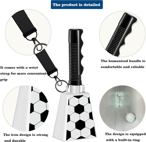 أجراس البقر الكبيرة والمقابض، 2 عبوة من أجراس البقر للمناسبات الرياضية، أجراس البقر مقاس 10 بوصة لصانعي الضوضاء العالية، أجراس الهتاف، صانعي الضوضاء لكرة القدم، ألعاب البيسبول، ملاعب مدرسة التخرج، أبيض in Kuwait