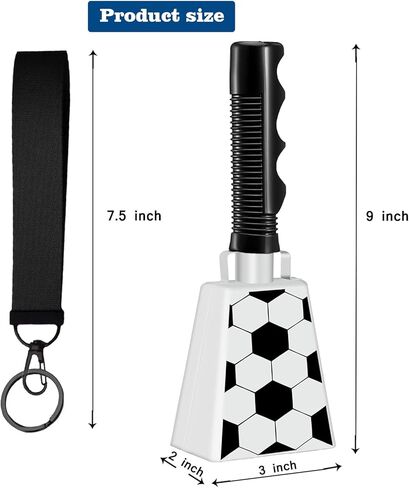 أجراس البقر الكبيرة والمقابض، 2 عبوة من أجراس البقر للمناسبات الرياضية، أجراس البقر مقاس 10 بوصة لصانعي الضوضاء العالية، أجراس الهتاف، صانعي الضوضاء لكرة القدم، ألعاب البيسبول، ملاعب مدرسة التخرج، أبيض in Kuwait