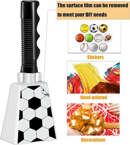 أجراس البقر الكبيرة والمقابض، 2 عبوة من أجراس البقر للمناسبات الرياضية، أجراس البقر مقاس 10 بوصة لصانعي الضوضاء العالية، أجراس الهتاف، صانعي الضوضاء لكرة القدم، ألعاب البيسبول، ملاعب مدرسة التخرج، أبيض in Kuwait