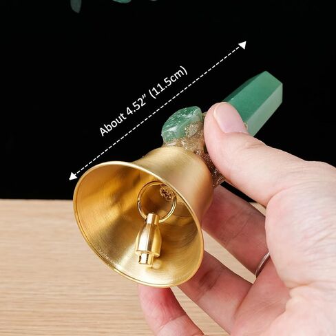 جرس نداء يدوي من النحاس الصلب بصوت عالٍ للغاية، جرس مذبح للتأمل - أداة طقوس من النحاس الصلب للصلاة، وديكور المنزل وإطعام الحيوانات الأليفة، تصميم برج كريستالي طبيعي من الكوارتز الوردي in Kuwait