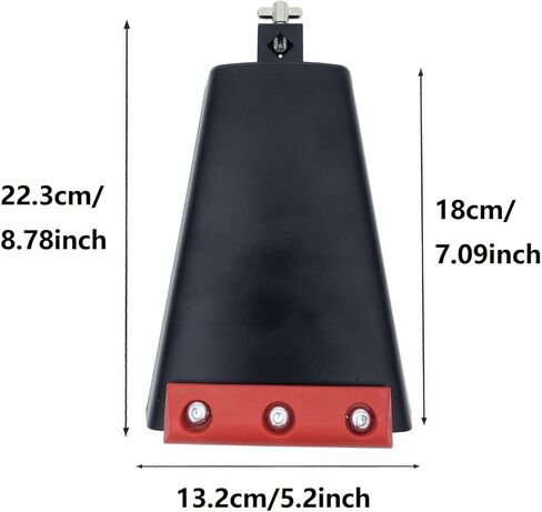 Percussion Cowbell Instrument, Metal 8.8inch Cow Bell with Plastic Reduce Sound Bar for 3/8'' to 1/2'' Diameter Mounting Rod in Saudi Arabia