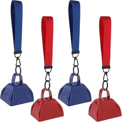 REMAGIC Metal Cowbell 3 Inch, 4Pcs Metal Steel Cow Bells Wrist Strap Cheering Loud Noise Makers Hand Percussion Music Cow bell, Instrument Cowbell for Football Games, Sporting Event, Party Concert in Saudi Arabia