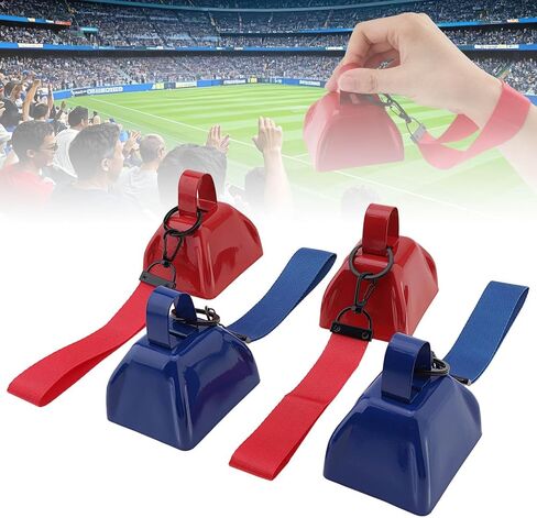 REMAGIC Metal Cowbell 3 Inch, 4Pcs Metal Steel Cow Bells Wrist Strap Cheering Loud Noise Makers Hand Percussion Music Cow bell, Instrument Cowbell for Football Games, Sporting Event, Party Concert in Saudi Arabia