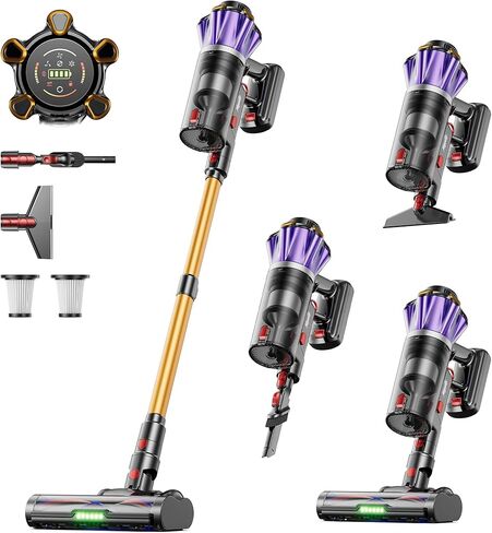 Cordless Vacuum Cleaner, 650W 55Kpa 70Mins Cordless Stick Vacuum with Hurricane Mode, 1.8L Cup, Anti-Tangle Vacuum Cordless, Self-Standing Vacuum Cleaners for Home Pet Hair Carpets in Saudi Arabia
