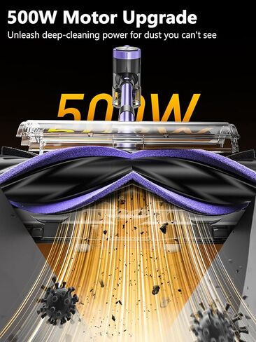 Cordless Vacuum Cleaner, 55KPa/500W Stick Vacuum with 55 Mins Runtime, Self-Standing Vacuum Cleaner for Home, LED Display, Anti-Tangle Brush, Rechargeable Vacuum for Hardwood Floor, Pet Hair (Purple) in Saudi Arabia