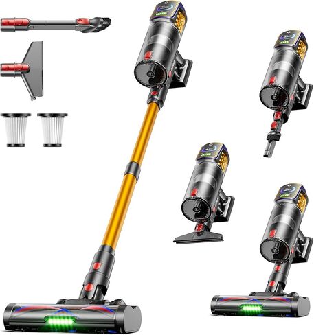Cordless Vacuum Cleaner,55KPa 650W 65Mins Vacuum Cleaners for Home,Stick Vacuum with LED Display Anti tangle Brush and Self Standing Design,Vacuum Cleaner for Hardwood Floors,Carpet,Pet Hair,Car in Saudi Arabia