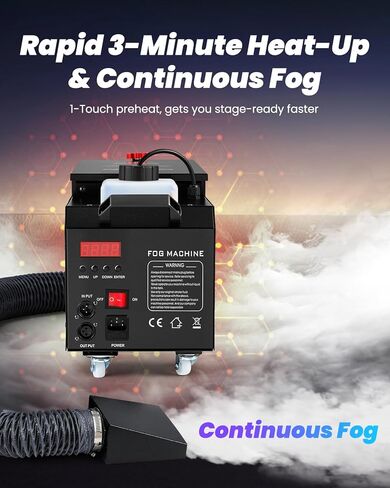 آلة ضباب منخفضة تعتمد على الماء، آلة ضباب أرضي بقدرة 1800 وات مع جهاز تحكم لاسلكي، DMX 512 وتحكم يدوي | يستبدل آلات الثلج الجاف الضخمة | حجم صغير للهالوين، وحفلات الزفاف، ومسرح دي جي، وما إلى ذلك. in Kuwait
