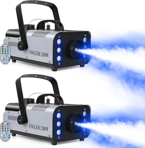 1200W RGB Fog Machine, 6 Colorful LED Lights for Smoke Machine Indoor/Outdoor Use, Perfect for Parties, Weddings, and Stage Effects in Saudi Arabia