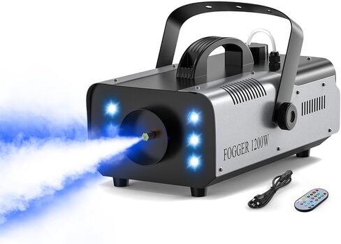 1200W RGB Fog Machine, 6 Colorful LED Lights for Smoke Machine Indoor/Outdoor Use, Perfect for Parties, Weddings, and Stage Effects in Saudi Arabia