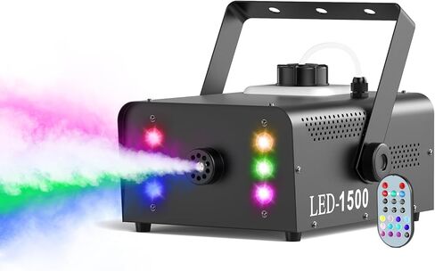 1200W RGB Fog Machine, 6 Colorful LED Lights for Smoke Machine Indoor/Outdoor Use, Perfect for Parties, Weddings, and Stage Effects in Saudi Arabia