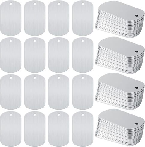 Gbachoose 100pcs anodized الألومنيوم نقش فارغ علامات ختم ختم الفراغات ، علامات الكلاب العسكرية العسكرية الكلب الفارغ العسكرية لنقش ، مستطيل محفور مخصص الفراغات الفراغات الفراغ الفارغة in Kuwait