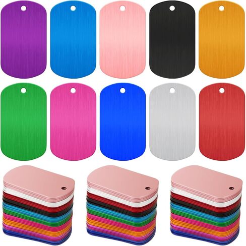 Gbachoose 100pcs anodized الألومنيوم نقش فارغ علامات ختم ختم الفراغات ، علامات الكلاب العسكرية العسكرية الكلب الفارغ العسكرية لنقش ، مستطيل محفور مخصص الفراغات الفراغات الفراغ الفارغة in Kuwait