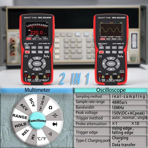 Oscilloscope Multimeter 702 Handheld Digital multimeter with True RMS, 48MSa/s Sampling Rate, 10MHz Bandwidth in Kuwait