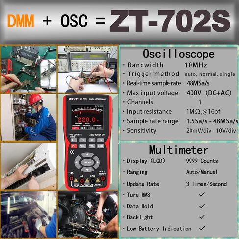 Oscilloscope Multimeter 702 Handheld Digital multimeter with True RMS, 48MSa/s Sampling Rate, 10MHz Bandwidth in Kuwait