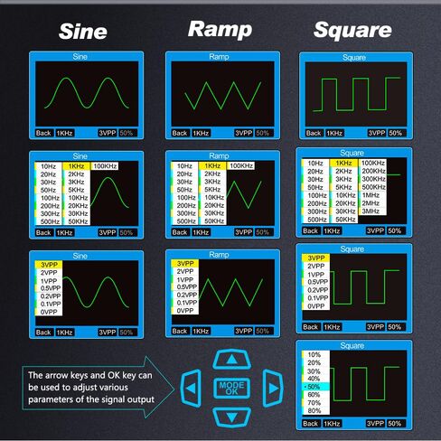 SK120MPro راسم الذبذبات المحمول/مولد إشارة DDS 2 في 1، عرض النطاق الترددي 120 ميجاهرتز، أخذ عينات 500MSa/s، شاشة ملونة 2.4 بوصة، مولد إشارة، تخزين 2500 شكل موجي، مشغل تلقائي/عادي/مفرد in Kuwait