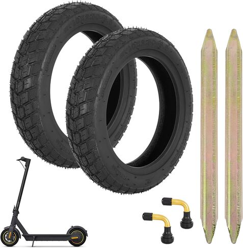 10 Inch Tyre, 2 Pack 10x2.5 60/70-6.5 Vacuum Outer Tire Fit for Segway Ninebot Max G2 G30P G30LP G30D Electric Scooter, Tubeless Front Rear Tyre with Lever and Value in Saudi Arabia