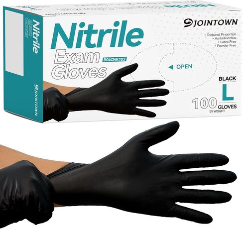 Jointown 5.5 Mil Nitrile Exam Gloves, Medical Black Gloves Disposable Latex Free Medium Powder-Free For Exam, Mechanic in Kuwait