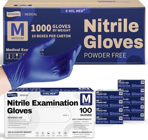 Supmedic Nitrile Exam Gloves, 4 Mil 1000 Ct, Powder-Free Latex-Free Cooking Food-Safe Disposable Medical Gloves, Blue Violet in Saudi Arabia